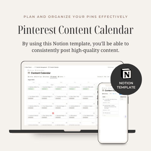 Pinterest Content Calendar - Notion Template